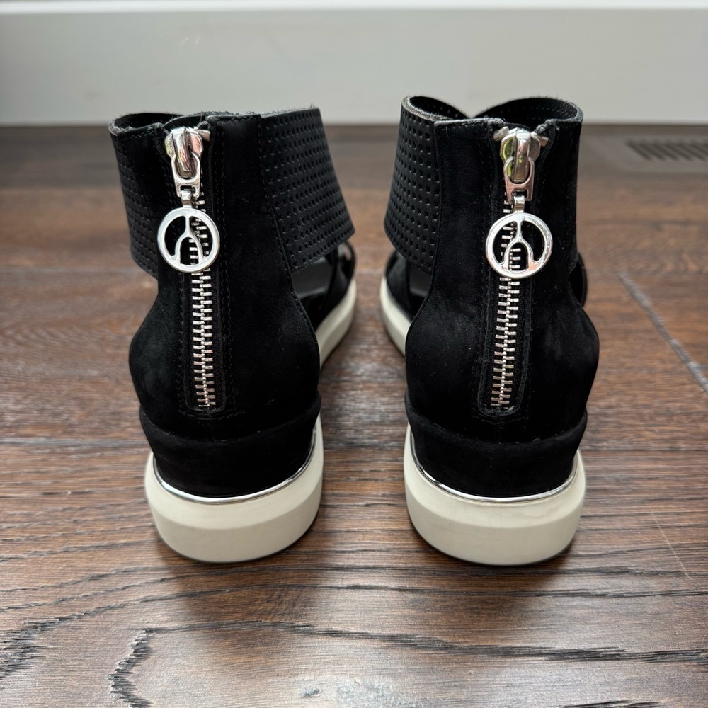 Wishbone Black Perforated Sandals with Rubber Soles - Picture 5 of 9